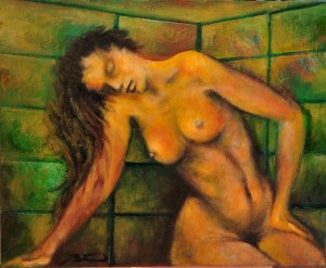 closed women 28x34cm. oil.